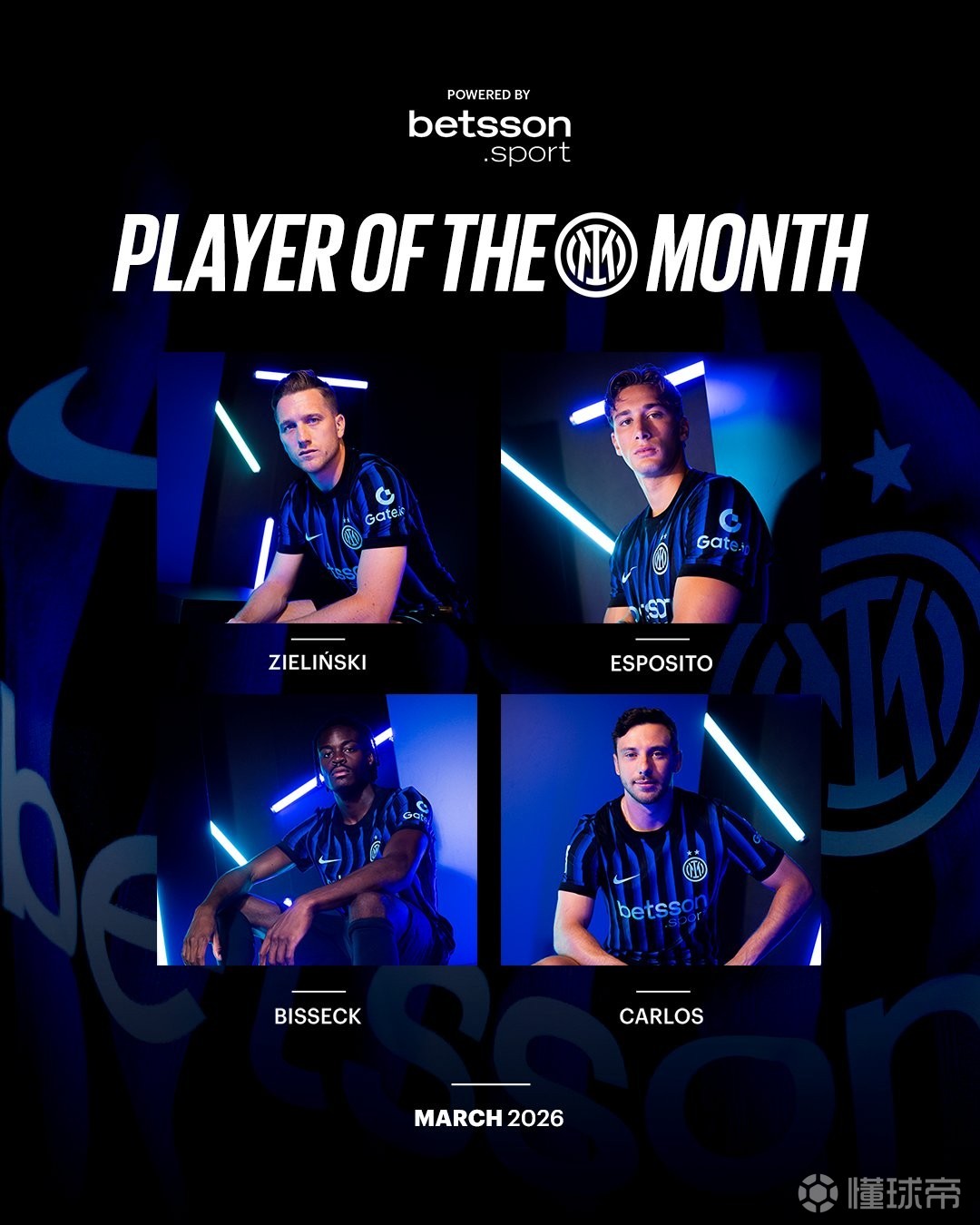 國米3月最佳球員候選：澤林斯基、皮奧、比塞克、奧古斯托